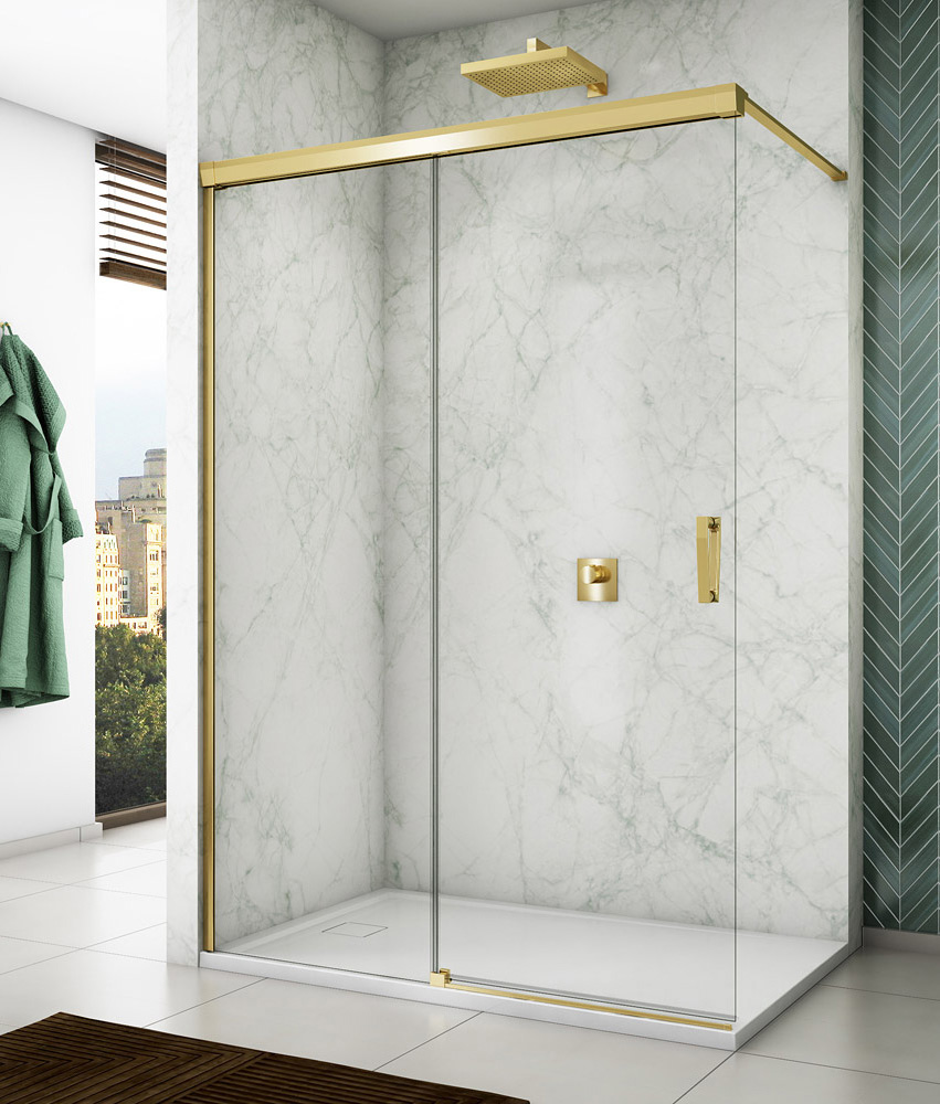 SanSwiss Cadura CAW2 Walk-In Ścianka Boczna złota L 180 cm Szkło Czyste (CAW2G1801207)